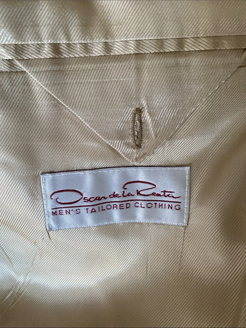 Oscar de la Renta Men’s 46L Long Camel Blazer Wool Cashmere Sport Coat